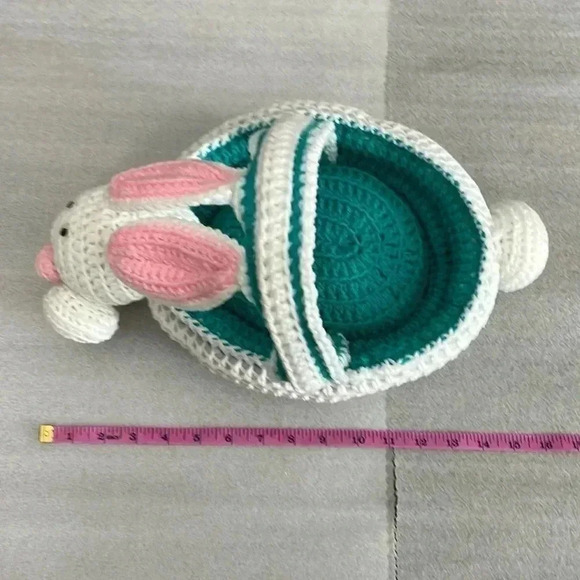 Lovely  Handmade Crochet Bunny Basket - Picture 1 of 5